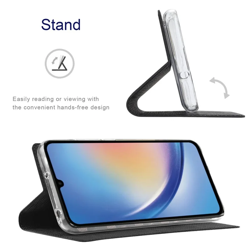 VILI DMX Series for Samsung Galaxy A34 5G Card Slots PU Leather Phone Case Stand Protective Cover - Black