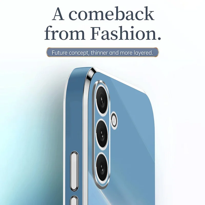XINLI для Samsung Galaxy A24 4G (162,1 x 77,6 x 8,3 мм) Electroplating Phone Case Ring Kickstand Cell Phone TPU Cover - Cyan