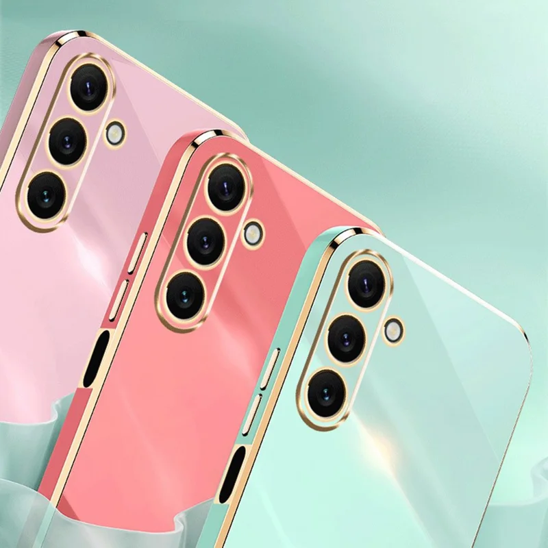 XINLI для Samsung Galaxy A24 4G (162,1 x 77,6 x 8,3 мм) Electroplating Phone Case Ring Kickstand Cell Phone TPU Cover - Cyan