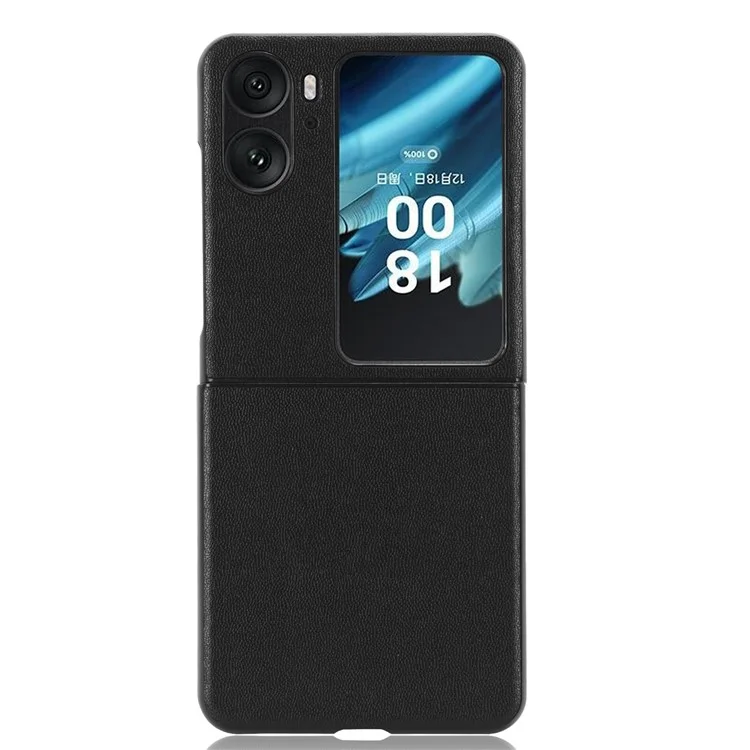 For Oppo Find N2 Flip 5G Drop Resistant PU Leather Coated PC Phone Case Protective Shell - Black