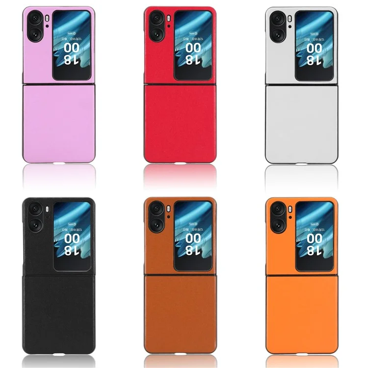 For Oppo Find N2 Flip 5G Drop Resistant PU Leather Coated PC Phone Case Protective Shell - Black