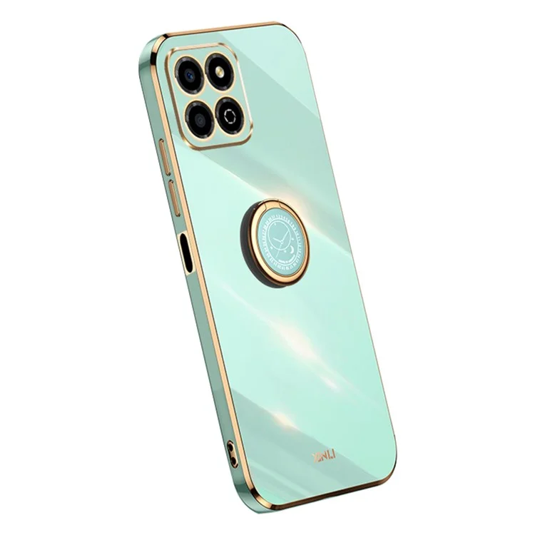 XINLI For Honor X8a 4G Telaio Elettrolitico Custodia per Cellulare Anello Supporto TPU Cover Posteriore - Ciano