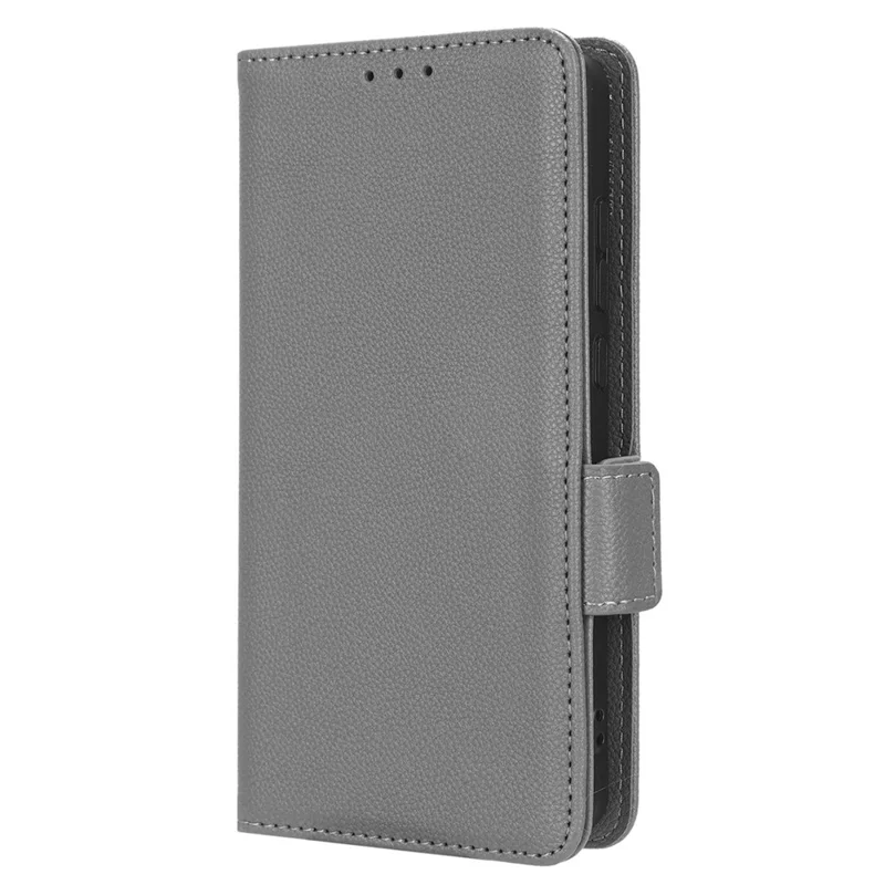 Funda protectora de cuero resistente a impactos para Realme C55 / Narzo N55 4G, con textura de litchi, soporte para teléfono, billetera - Gris
