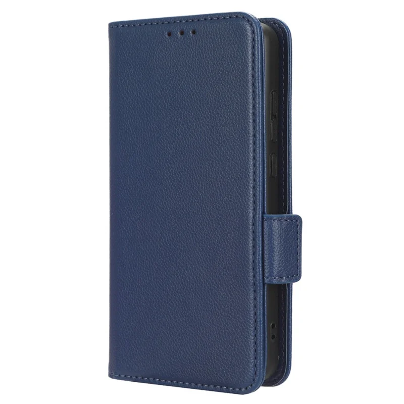 For Realme C55 / Narzo N55 4G Shockproof Leather Protective Case Litchi Texture Phone Stand Wallet Cover - Dark Blue