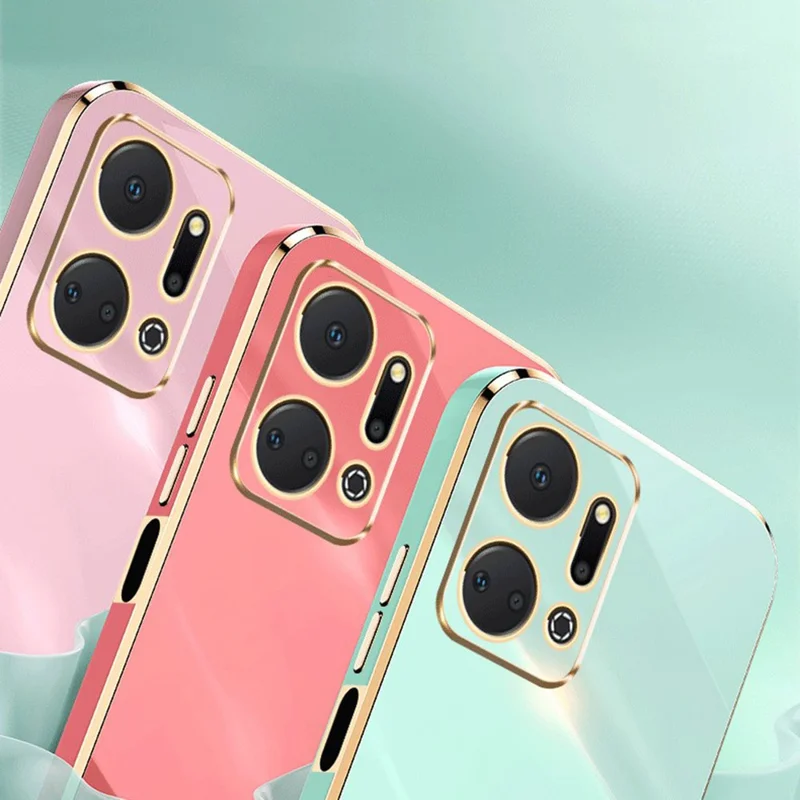 XINLI For Honor X7a 5G Anello Supporto Kickstand Custodia Soft TPU Protezione Elettroplaccatura Custodia Telefono - Bianco