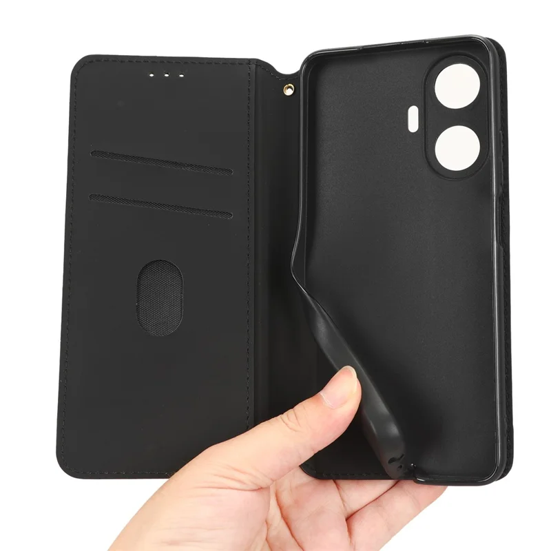 For Realme C55 4G / Narzo N55 4G Wallet Phone Cover PU Leather Stand Imprinted Rhombus Pattern Phone Case - Purple
