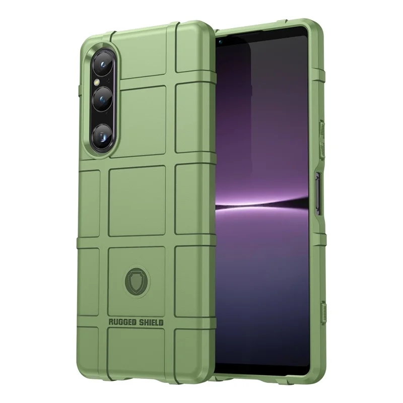 Per Sony Xperia 1 V Soft TPU Phone Case Rugged Square Grid Texture Anti-Slip Cover - Verde