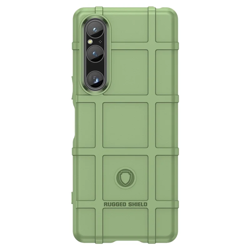Per Sony Xperia 1 V Soft TPU Phone Case Rugged Square Grid Texture Anti-Slip Cover - Verde