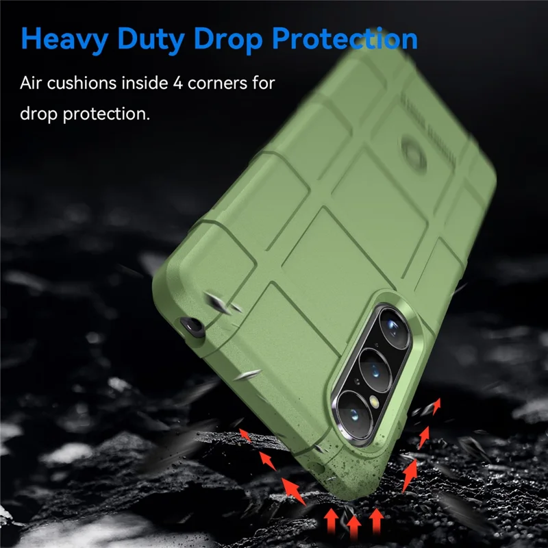 Per Sony Xperia 1 V Soft TPU Phone Case Rugged Square Grid Texture Anti-Slip Cover - Verde