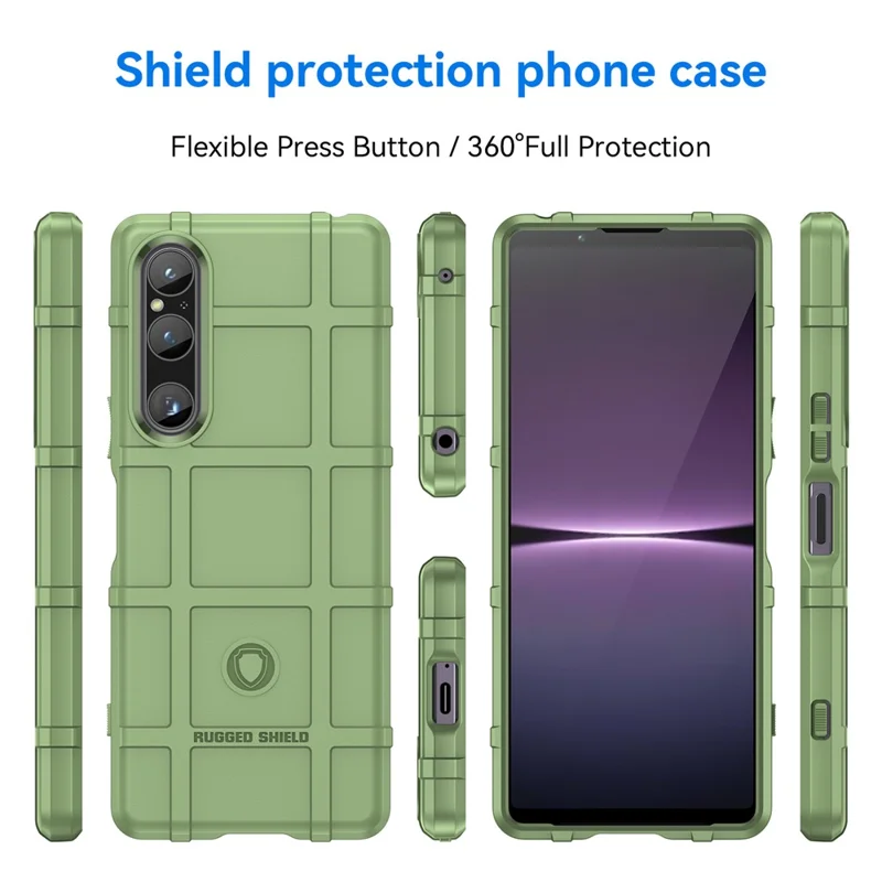 Per Sony Xperia 1 V Soft TPU Phone Case Rugged Square Grid Texture Anti-Slip Cover - Verde