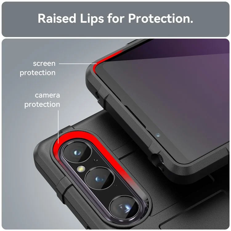 Для Sony Xperia 1 V Мягкий TPU чехол для телефона Прочный квадратный сетчатый текстурированный нескользящий чехол - Черный