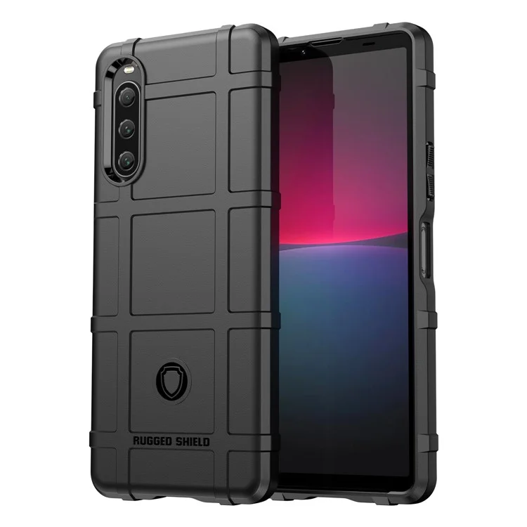 Für Sony Xperia 10 V Soft TPU Handy-Hülle Robust Quadratisches Gittermuster Kratzsicher Schutzabdeckung - Schwarz