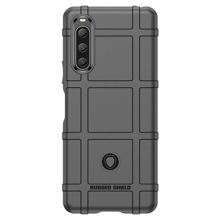 Für Sony Xperia 10 V Soft TPU Handy-Hülle Robust Quadratisches Gittermuster Kratzsicher Schutzabdeckung - Schwarz