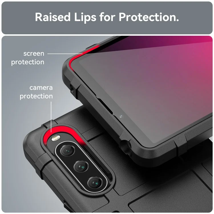 Für Sony Xperia 10 V Soft TPU Handy-Hülle Robust Quadratisches Gittermuster Kratzsicher Schutzabdeckung - Schwarz
