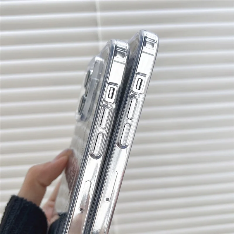 Magnetic Phone Case for iPhone 14 Pro , Soft TPU Mechanical Gear Clock Pattern Electroplating Cover - Silver