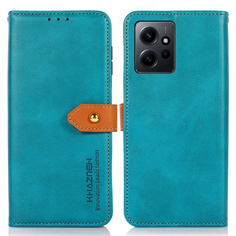 KHAZNEH Per Xiaomi Redmi Note 12 4G Custodia Portafoglio in Pelle PU Texture Pelle di Mucca - Blu