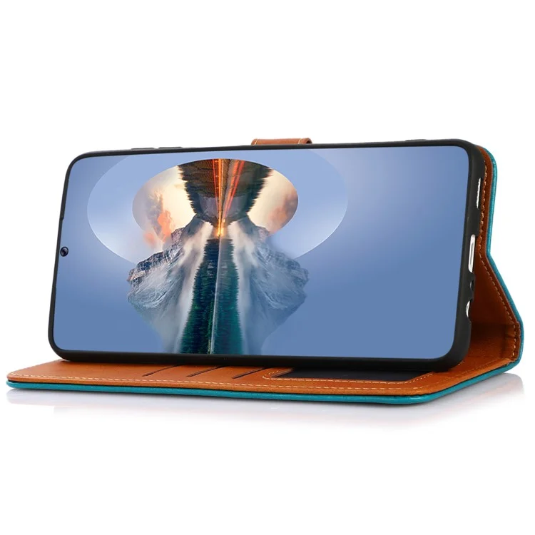 KHAZNEH Per Xiaomi Redmi Note 12 4G Custodia Portafoglio in Pelle PU Texture Pelle di Mucca - Blu