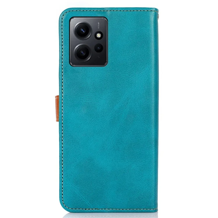 KHAZNEH Per Xiaomi Redmi Note 12 4G Custodia Portafoglio in Pelle PU Texture Pelle di Mucca - Blu
