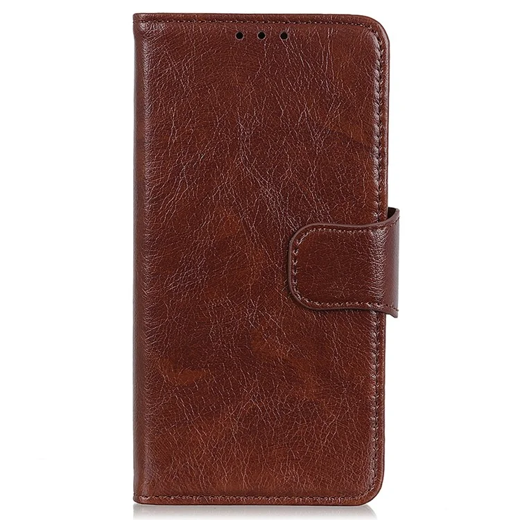 For Xiaomi Redmi Note 12 4G Split Leather Nappa Texture Phone Case Stand Wallet Phone Cover - Brown