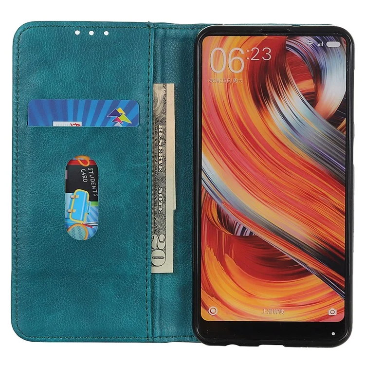 For Google Pixel 7a Split Leather Phone Case Litchi Texture Wallet Stand Flip Protective Cover - Green