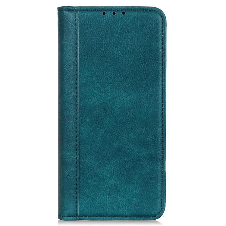 For Google Pixel 7a Split Leather Phone Case Litchi Texture Wallet Stand Flip Protective Cover - Green