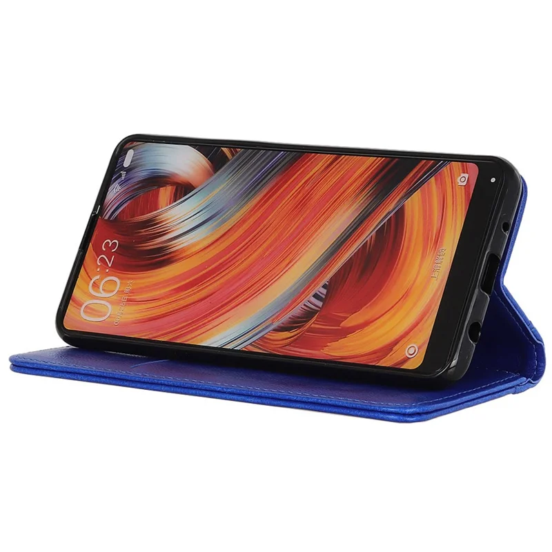 For Google Pixel 7a Split Leather Phone Case Litchi Texture Wallet Stand Flip Protective Cover - Blue