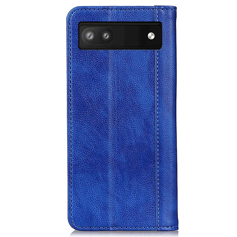 For Google Pixel 7a Split Leather Phone Case Litchi Texture Wallet Stand Flip Protective Cover - Blue