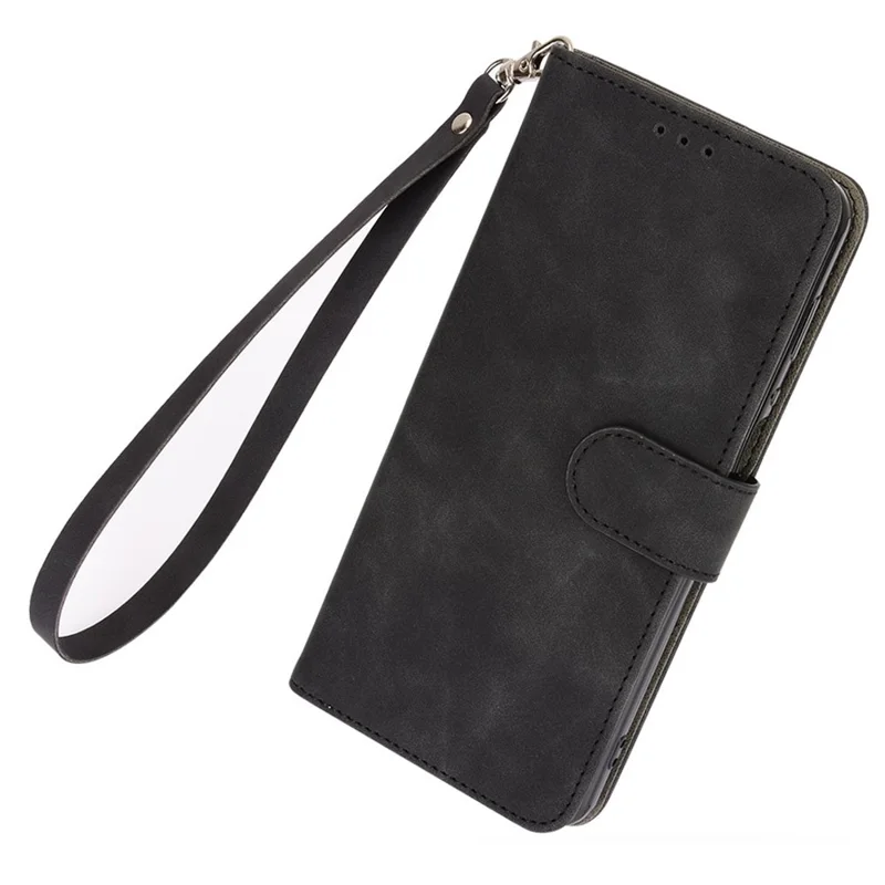 Para TCL 408 TPU+PU Leather Phone Case Stand Wallet Shockproof Phone Cover - Preto