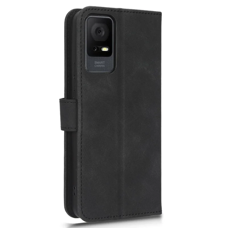 Para TCL 408 TPU+PU Leather Phone Case Stand Wallet Shockproof Phone Cover - Preto