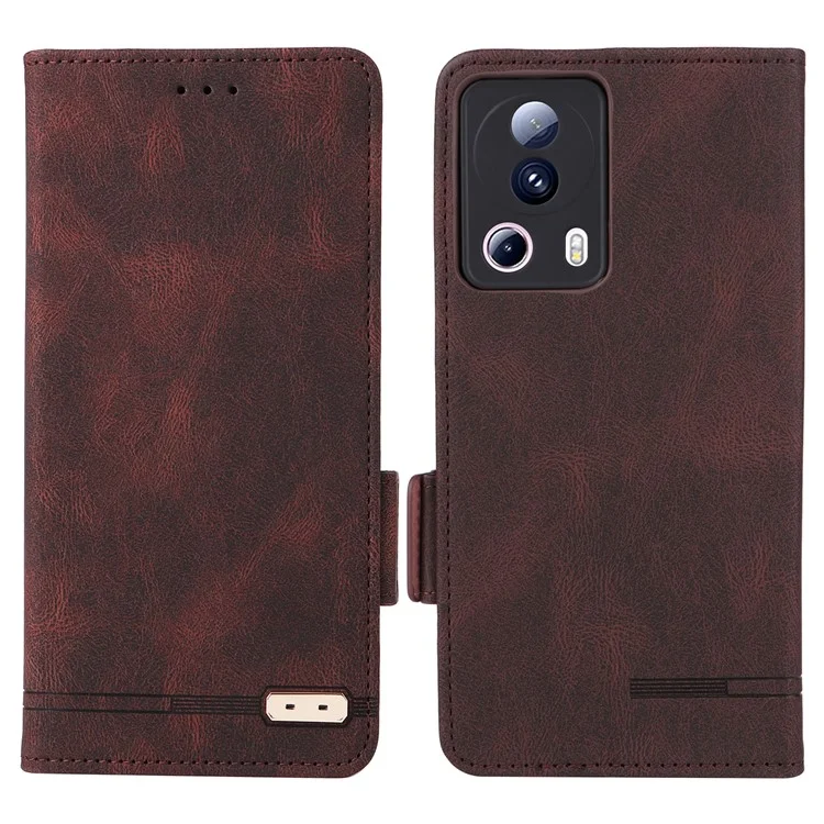 Custodia in pelle PU per Xiaomi 13 Lite / Civi 2 5G, Decorazione Hardware Doppia Chiusura Magnetica Portafoglio Stand Custodia per Telefono - Caffè