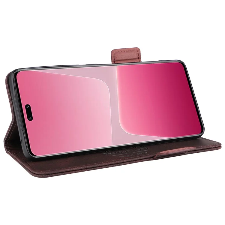 Custodia in pelle PU per Xiaomi 13 Lite / Civi 2 5G, Decorazione Hardware Doppia Chiusura Magnetica Portafoglio Stand Custodia per Telefono - Caffè