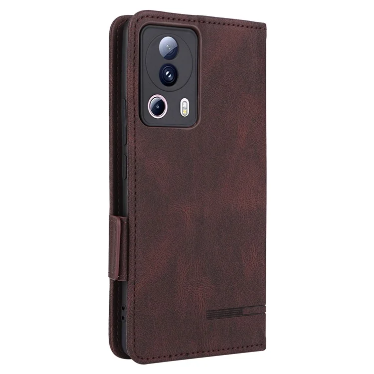 Custodia in pelle PU per Xiaomi 13 Lite / Civi 2 5G, Decorazione Hardware Doppia Chiusura Magnetica Portafoglio Stand Custodia per Telefono - Caffè