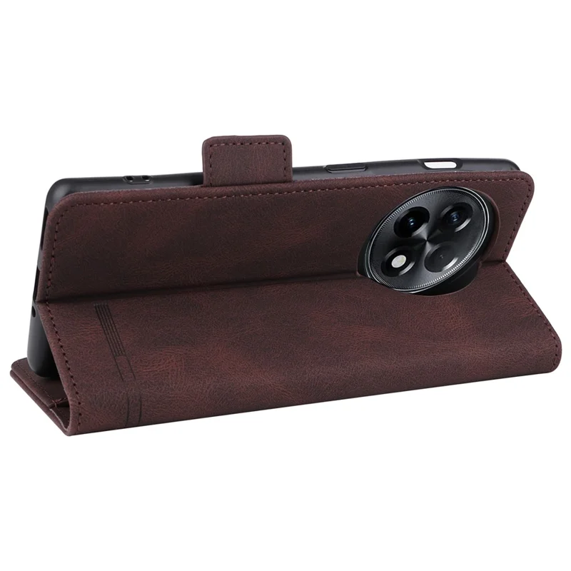 For OnePlus Ace 2 5G / 11R 5G Anti-scratch Magnetic PU Leather Anti-drop Case Hardware Decor Wallet Stand Shell - Coffee