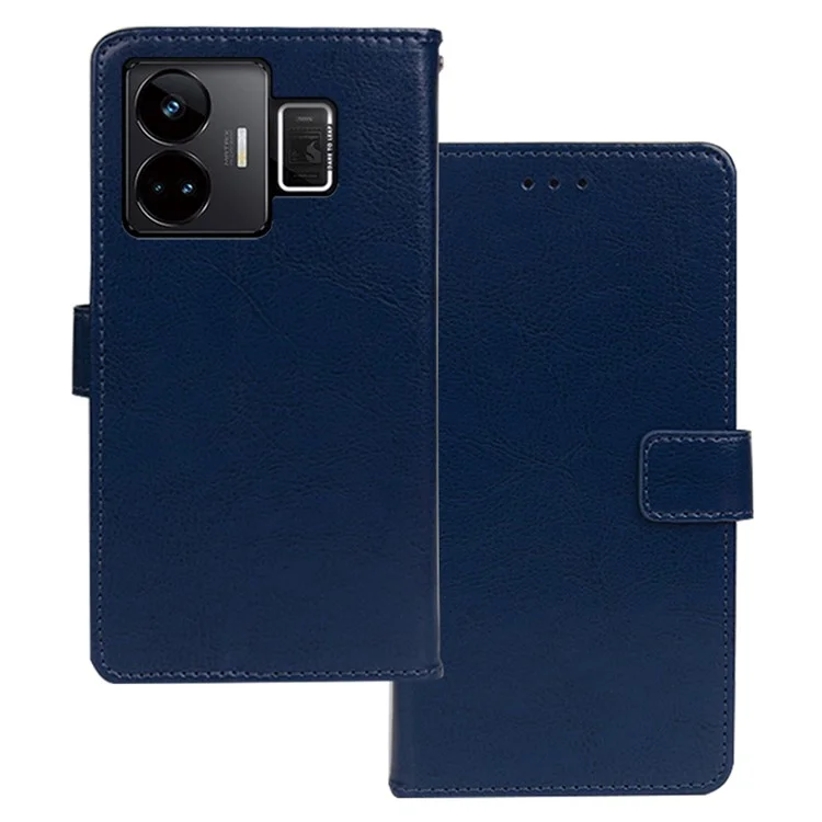 IDEWEI Para Realme GT Neo 5 5G / GT3 5G Crazy Horse Texture Leather Phone Case Flip Stand Wallet Cover - Azul