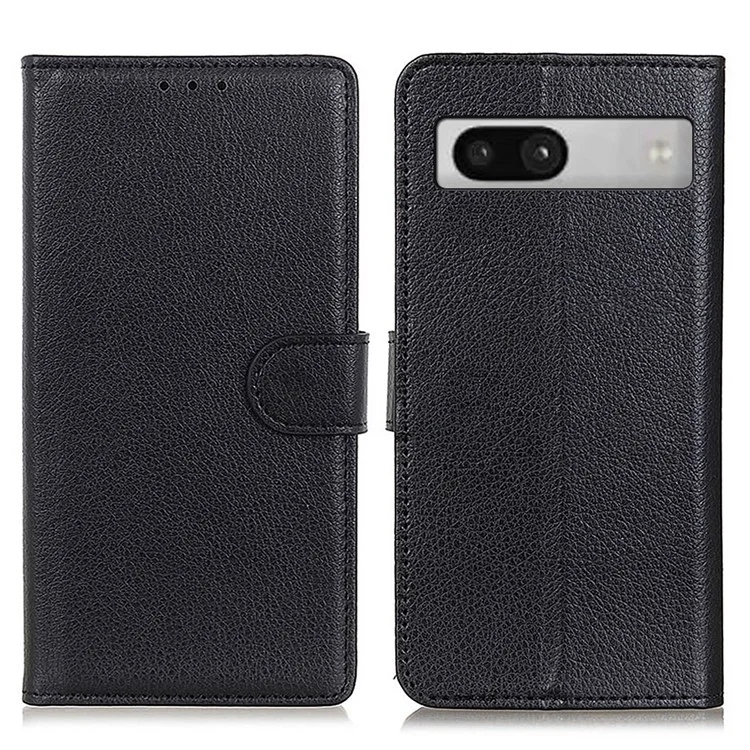 Per Google Pixel 7a Litchi Texture Phone Cover Wallet PU Leather Phone Stand Case - Nero