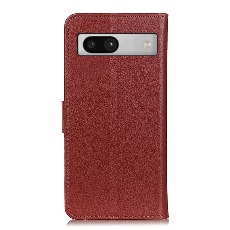 For Google Pixel 7a Litchi Texture Phone Cover Wallet PU Leather Phone Stand Case - Brown