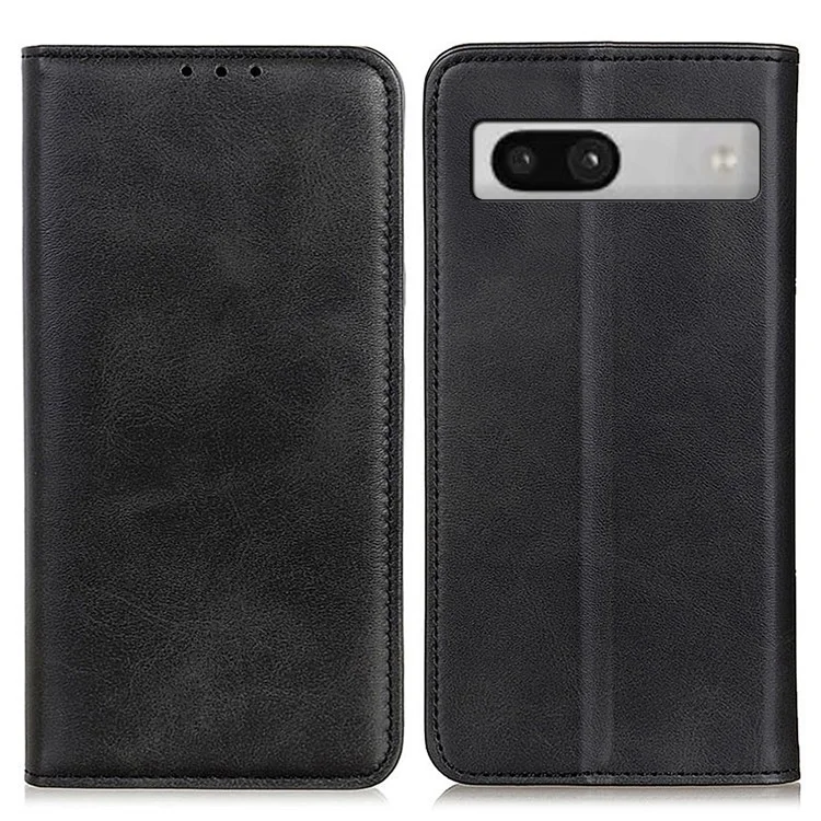Custodia in pelle divisa per Google Pixel 7a , Wallet Stand Custodia antishock per telefono - Nero