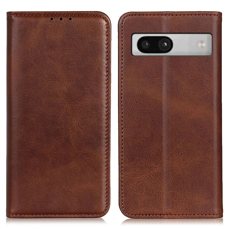 Split Leather Mobiltelefonbeskyttelse til Google Pixel 7a, Wallet Stående Stødfast Telefoncover - Kaffe