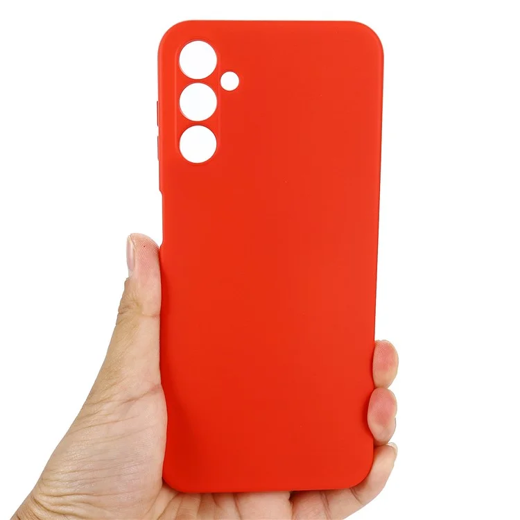 Phone Case for Samsung Galaxy A14 5G / A14 4G Soft Lining Liquid Silicone Protective Cover with Strap - Red