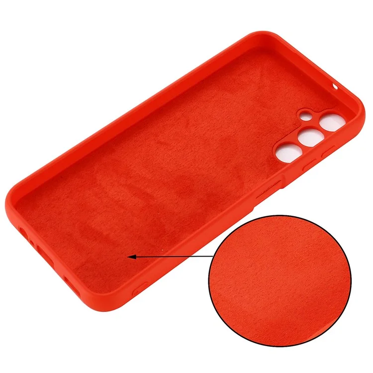 Phone Case for Samsung Galaxy A14 5G / A14 4G Soft Lining Liquid Silicone Protective Cover with Strap - Red