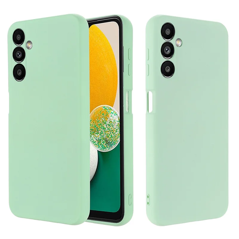 Coque pour téléphone Samsung Galaxy A14 5G / A14 4G avec doublure souple, housse de protection en silicone liquide avec dragonne - Vert