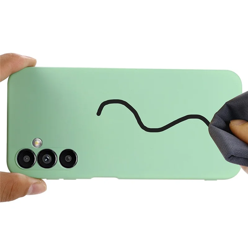 Coque pour téléphone Samsung Galaxy A14 5G / A14 4G avec doublure souple, housse de protection en silicone liquide avec dragonne - Vert