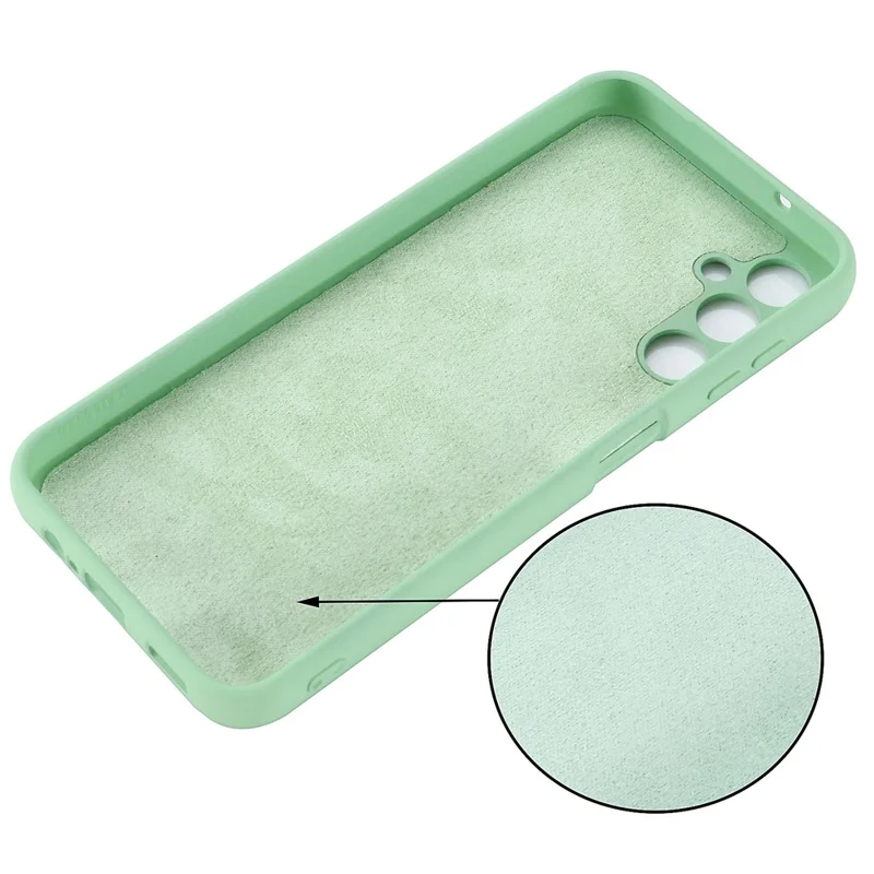 Coque pour téléphone Samsung Galaxy A14 5G / A14 4G avec doublure souple, housse de protection en silicone liquide avec dragonne - Vert
