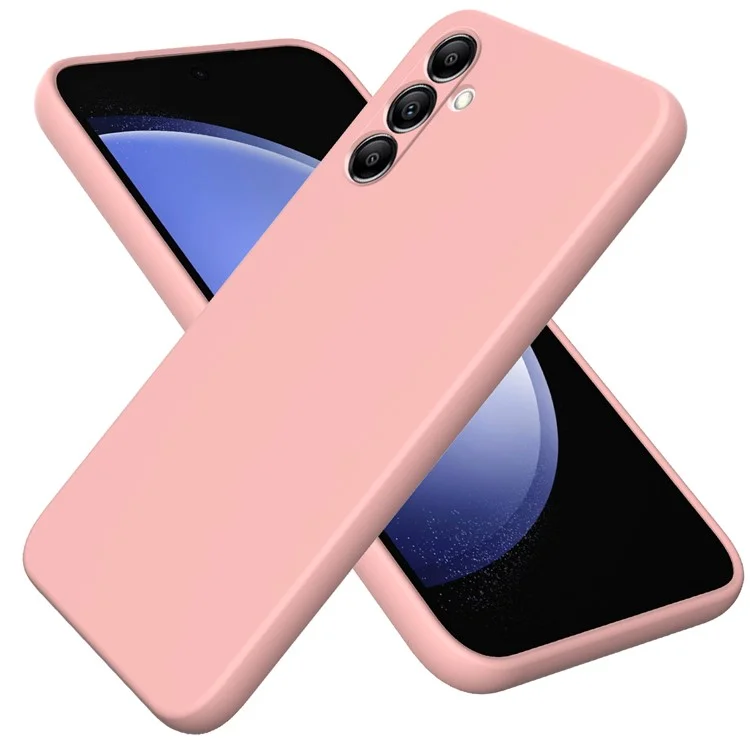 For Samsung Galaxy A14 5G / A14 4G Case Soft Lining Liquid Silicone Phone Cover with Strap - Pink