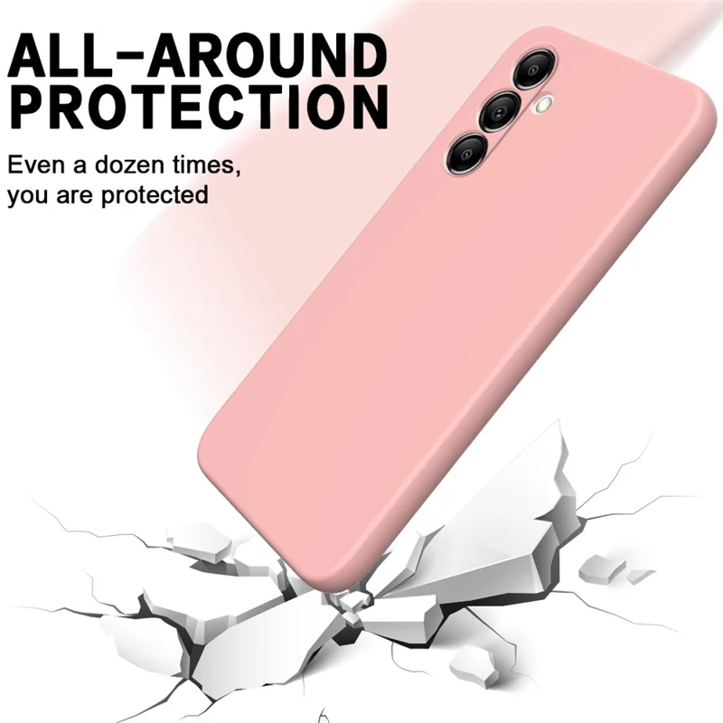 For Samsung Galaxy A14 5G / A14 4G Case Soft Lining Liquid Silicone Phone Cover with Strap - Pink