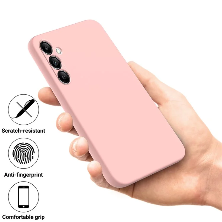For Samsung Galaxy A14 5G / A14 4G Case Soft Lining Liquid Silicone Phone Cover with Strap - Pink
