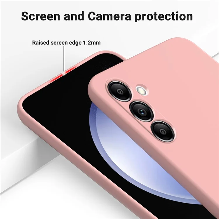 For Samsung Galaxy A14 5G / A14 4G Case Soft Lining Liquid Silicone Phone Cover with Strap - Pink
