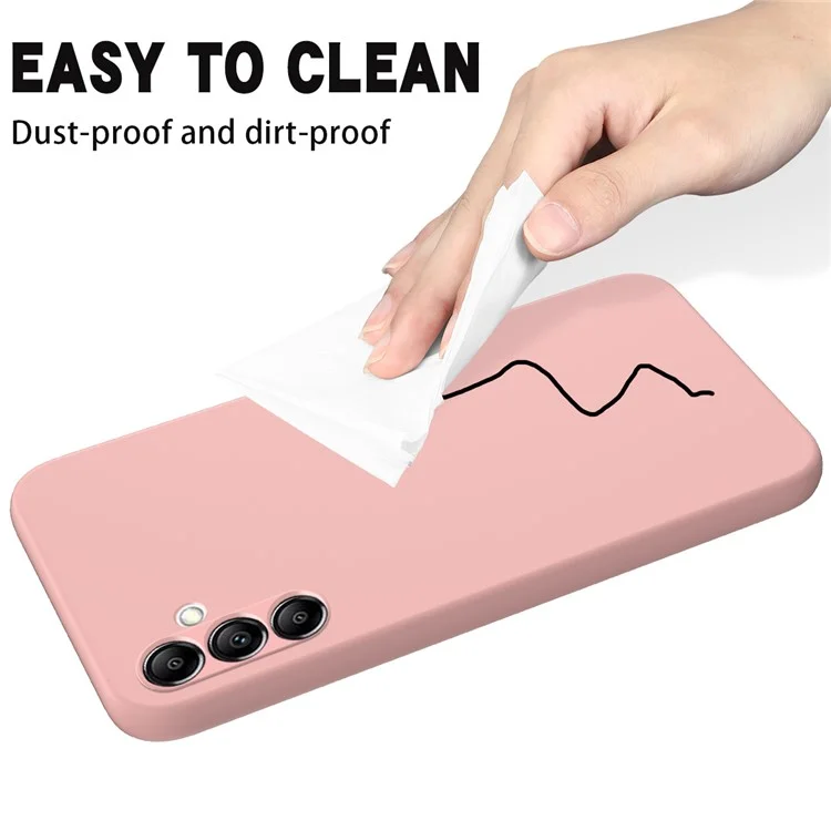 For Samsung Galaxy A14 5G / A14 4G Case Soft Lining Liquid Silicone Phone Cover with Strap - Pink