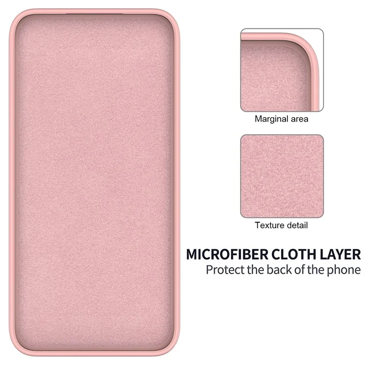 For Samsung Galaxy A14 5G / A14 4G Case Soft Lining Liquid Silicone Phone Cover with Strap - Pink