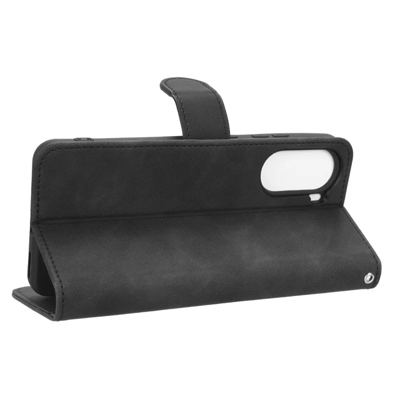 Pour ZTE Blade V40 Design Anti-Drop TPU+PU Cuir Etui de téléphone Stand Portefeuille Peau-toucher Feeling Cover - Noir